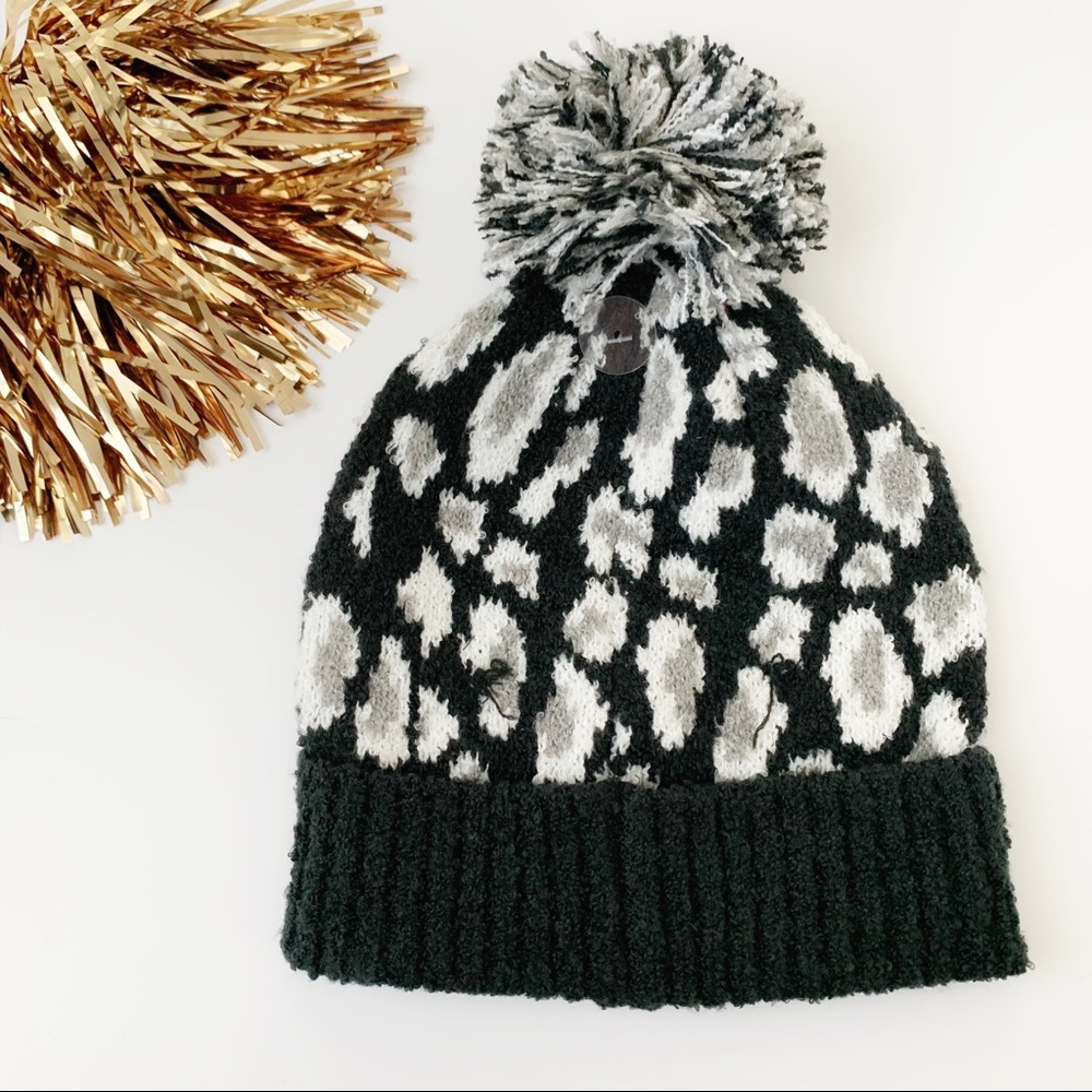 Sybil Leopard Pom Beanie - Picture 3 of 7